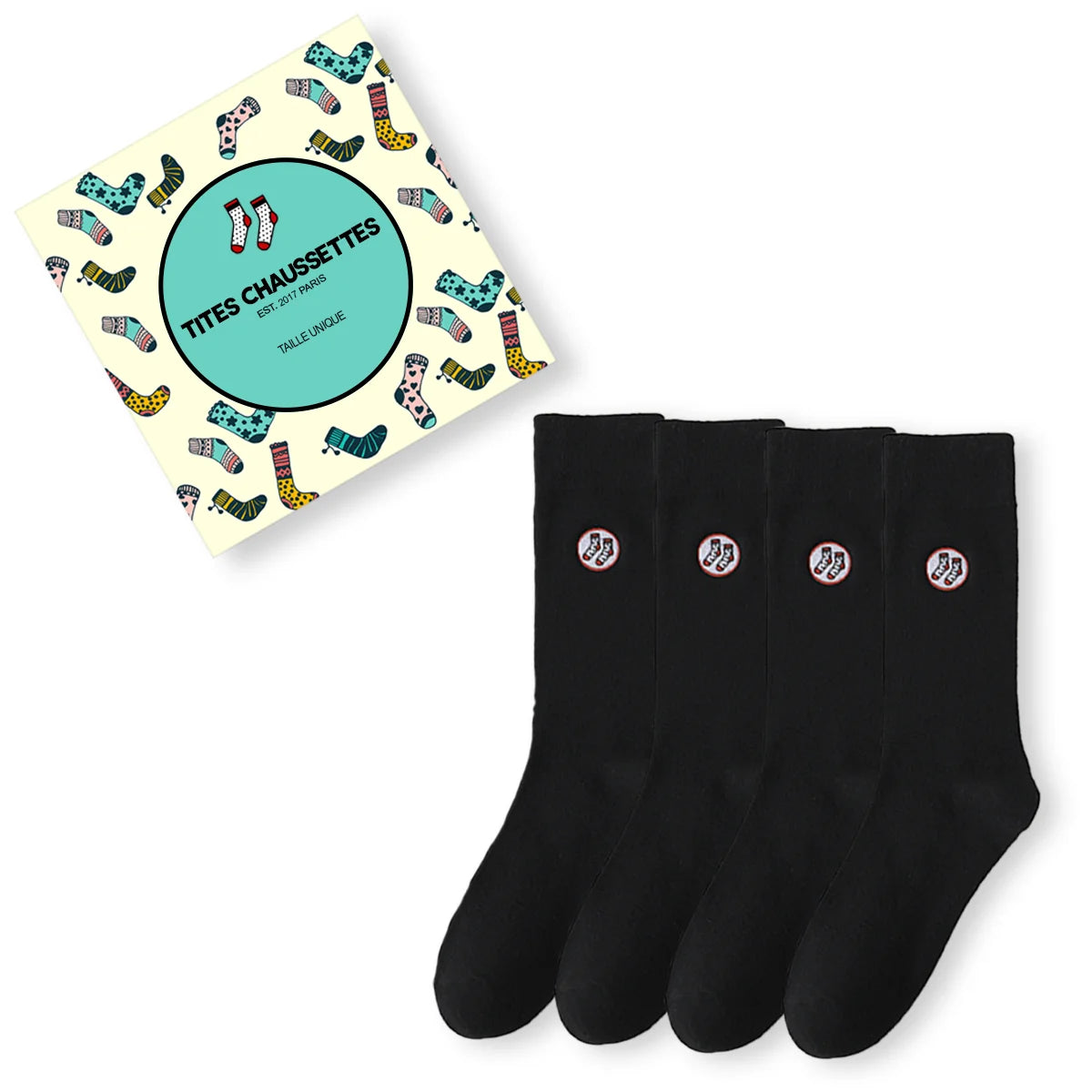 Coffret 4 paires de chaussettes longues mixtes en coton doux. Deux tailles, 5 coloris intemporels. Confort, qualité et style TitesChaussettes.