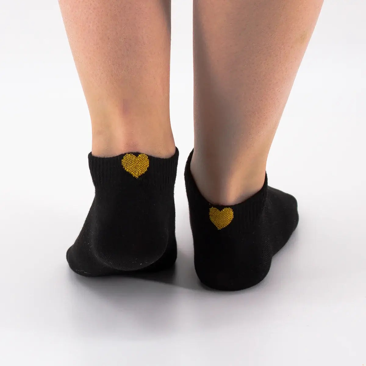 Lot de 3 socquettes avec cœur doré brodé sur le talon