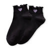 Lot de 5 chaussettes unies avec cœur brodé et finition dentelle