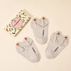 Lot de 3 chaussettes languette femme à motifs automne : hérisson, champignon et feuille. Languette anti-frottement, fond blanc, taille unique 35-41.