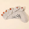 Lot de 3 chaussettes languette femme à motifs automne : hérisson, champignon et feuille. Languette anti-frottement, fond blanc, taille unique 35-41.