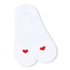 Lot de 5 socquettes invisibles avec cœur tricoté. Douces, discrètes, antiglisse. 5 couleurs pour un look romantique et confortable au quotidien.