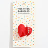 Pince acrylique en forme de coeur rouge