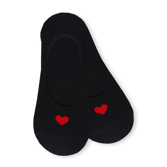 Socquettes invisibles avec cœur rouge. Douces, discrètes, 5 coloris. Idéales pour l’été avec maintien parfait et confort absolu dans toutes les chaussures.