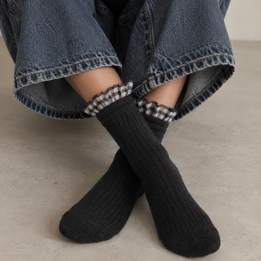 Chaussettes Bi-Matières à Volant Femme